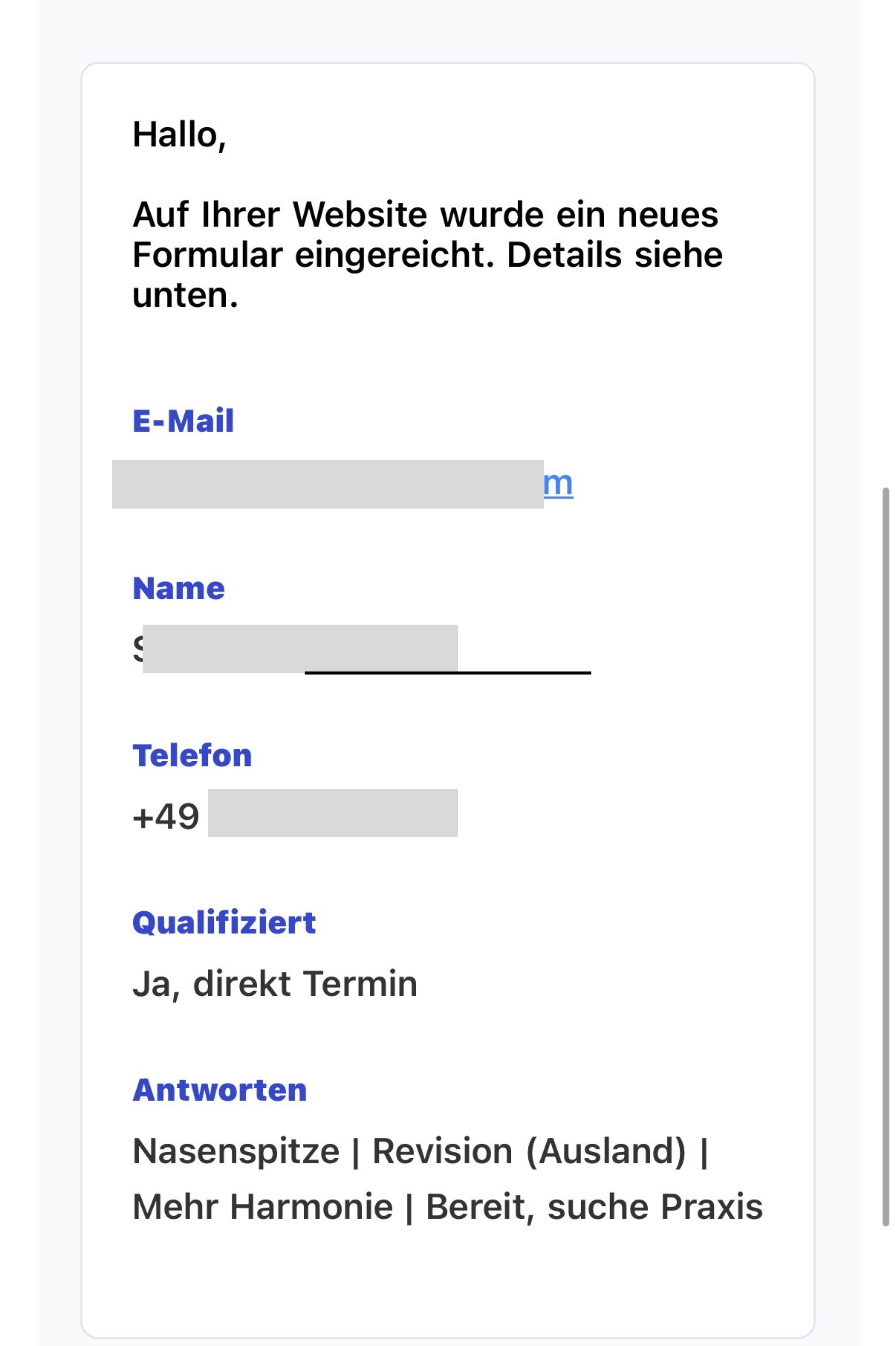 Beispiel einer qualifizierten Patientenanfrage